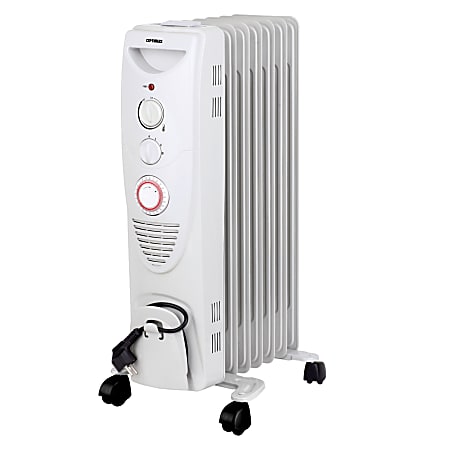 Optimus 1500-Watt Portable 7-Fins Oil-Filled Radiator Heater, 26" x 15", White