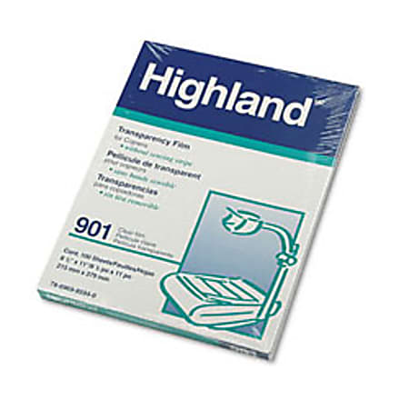 3M™ 901 Highland Plain Paper Transparency Film, 8 1/2" x 11", Box Of 100