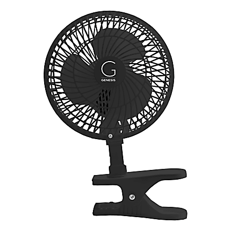 Genesis 6" Max Breeze Clip Fan With Attachable Tabletop Base, 10"H x 5"W x 5"D, Black