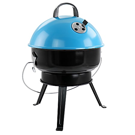 Gibson Home Fireblue Portable BBQ Grill, 21"H x 14-1/8"W x 14-1/8"D, Blue