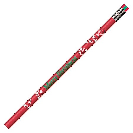 Moon Products Merry Christmas Themed Pencils, #2 Lead, Assorted Barrel Colors, Pack Of 12