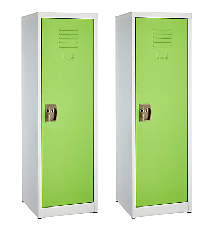 Alpine Kids’ 1-Tier Steel Lockers, 48”H x 15”W x 15”D, Green, Set Of 2 Lockers