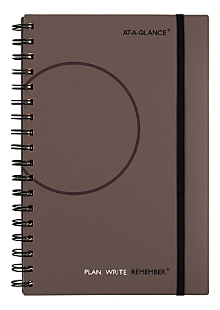 AT-A-GLANCE® Plan. Write. Remember. Undated Daily Planning Notebook With Reference Calendars, 5-1/2" x 9", Gray, 70621030
