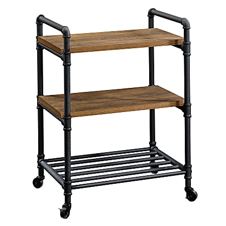 Sauder® Iron City 3-Shelf Multipurpose Cart, Checked Oak