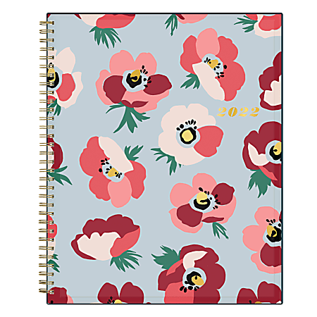 Blue Sky™ Brit + Co CYO Weekly/Monthly Planner, 8-1/2" x 11", Poppies Blue, January To December 2022, 136018