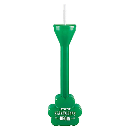 Amscan 350365 St. Patrick's Day Shamrock-Shaped Half Yard Drinking Glasses, Green, Pack Of 3 Glasses