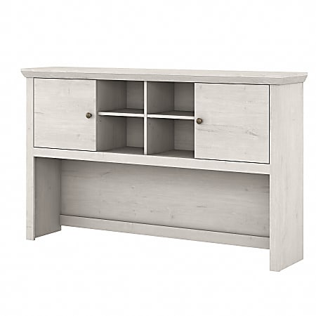 Bush Business Furniture Yorktown 60"W Computer Desk Hutch, Linen White Oak, Standard Delivery