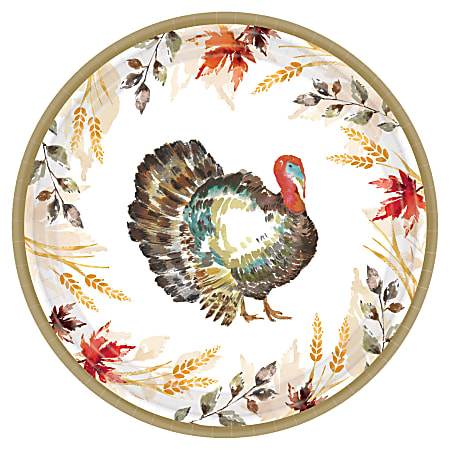 Amscan Paper Classic Thanksgiving Round Plates, 9", 2 Per Pack, Case Of 60 Packs