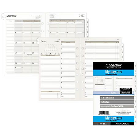 AT A GLANCE 2027 Daily Planner Two Page Per Day Refill Loose Leaf Desk ...