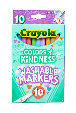 Crayola® Colors of Kindness Washable Markers, Fine Line, Assorted Colors, Pack Of 10 Markers