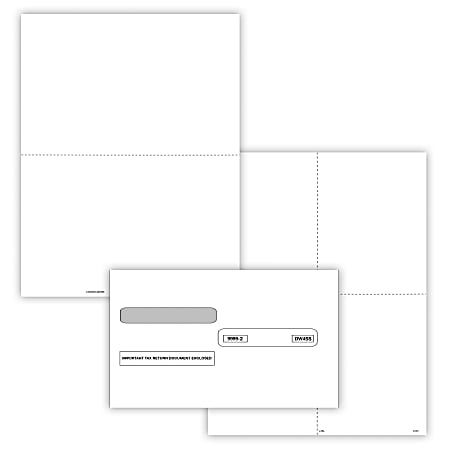 ComplyRight™ W-2 Tax Forms Set, Blank, 2-Up/4-Up, Laser, 8-1/2" x 11", Pack Of 50 Forms And Envelopes