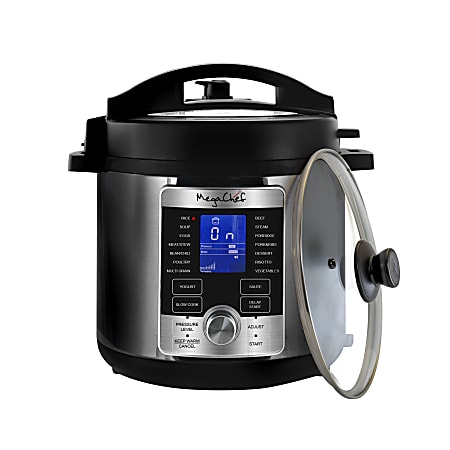 MegaChef 6 Qt. Stainless Steel Electric Digital Pressure Cooker with Lid  SilverBlack - Office Depot