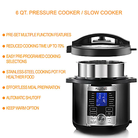 MegaChef 12 Qt. Black and Silver Electric Pressure Cooker with