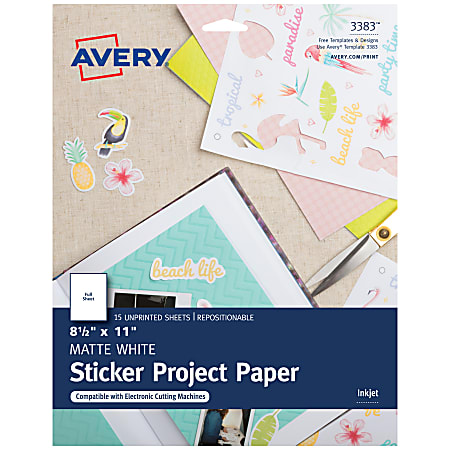 Avery Sticker Project Paper Letter Size 8 12 x 11 White Pack Of 15 Sheets -  Office Depot