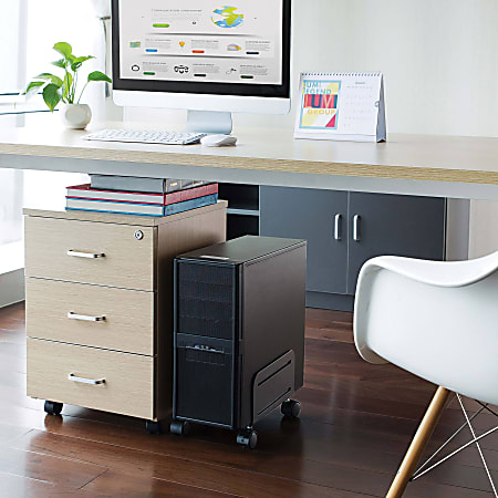 Computer desk with store locking cpu cabinet