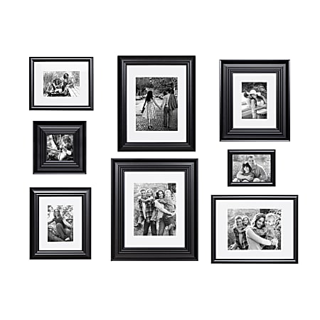 Kate And Laurel Odessa Gallery Wall Frame Set, 6-5/16” x 6-1/2”, Black, Set Of 8