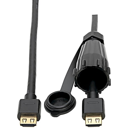 Eaton Tripp Lite Series High-Speed HDMI Cable (M/M) - 4K 60 Hz, HDR, Industrial, IP68, Hooded Connector, Black, 12 ft. - 12 ft HDMI A/V Cable