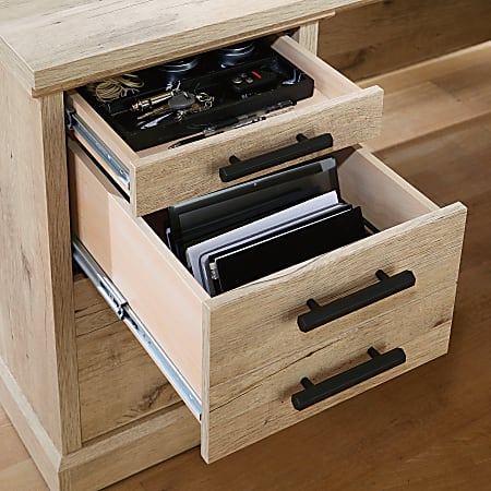 Prime Oak L-Shaped Desk with Storage