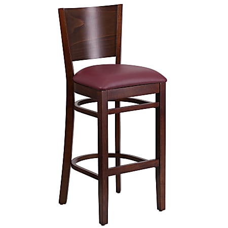 Flash Furniture Solid Back Restaurant Bar Stool, Burgundy/Walnut