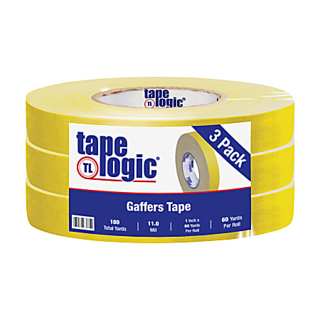 Tape Logic Gaffers Tape, 1" x 60 Yd., 11 Mil, Yellow, Case Of 3 Rolls