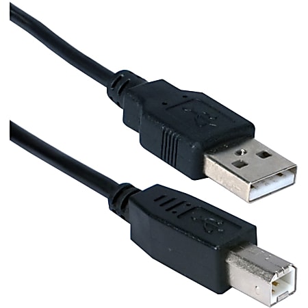 QVS USB 2.0 High-Speed 480Mbps Type A Male to B Male Black Cable - 3 ft USB Data Transfer Cable for Printer, Scanner, Storage Drive - First End: 1 x Type A Male USB - Second End: 1 x Type A Female USB - Shielding - Black