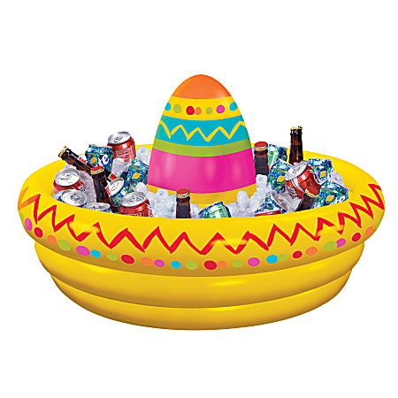 Amscan Cinco De Mayo Sombrero Inflatable Cooler, 16-1/2" x 33-13/16", Multicolor