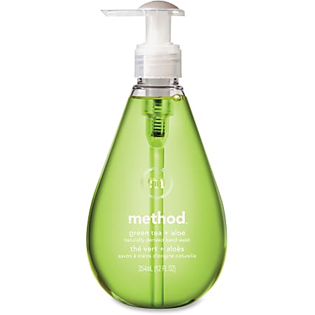 Method® Antibacterial Gel Hand Wash Soap, Green Tea & Aloe Scent, 12 Oz, Carton Of 6 Bottles