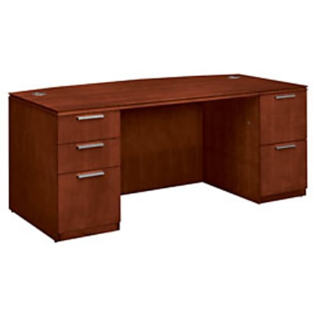 HON® Arrive Series Bow-Front Double-Pedestal Desk, 29 1/2"H x 72"W x 36"D, Henna Cherry