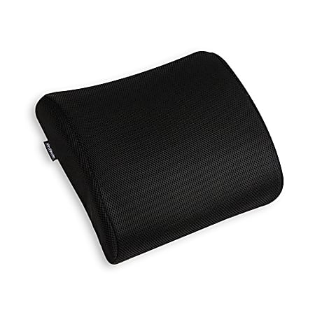Mind Reader Harmony Collection Ergonomic Lower Back Cushion Memory Foam Support Fabric Mesh Surface 4 14 H x 13 W x 12 12 D Black Office Depot