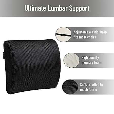 LUMBAR SUPPORT BACK CUSHION, 13 X 14, BLACK