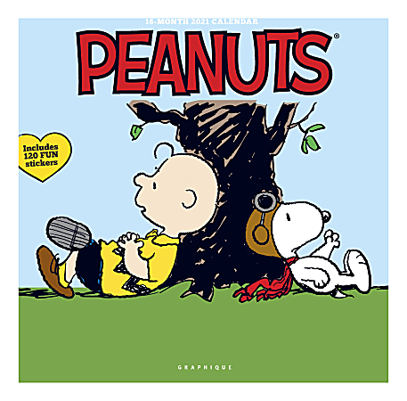 Graphique Family Monthly Wall Calendar, 12" x 12", Peanuts, January To December 2021