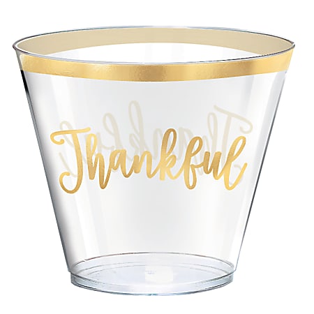 Amscan Thankful Thanksgiving Cups, 9 Oz, Clear, Pack Of 30 Cups