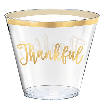 Amscan Thankful Thanksgiving Cups, 9 Oz, Clear, Pack