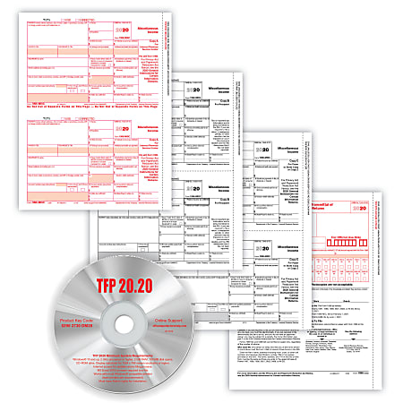 ComplyRight 1099-MISC Tax Forms With Software, 4-Part, 2-Up, Copies A/B/C, Laser, 8-1/2" x 11", Pack Of 25 Form Sets