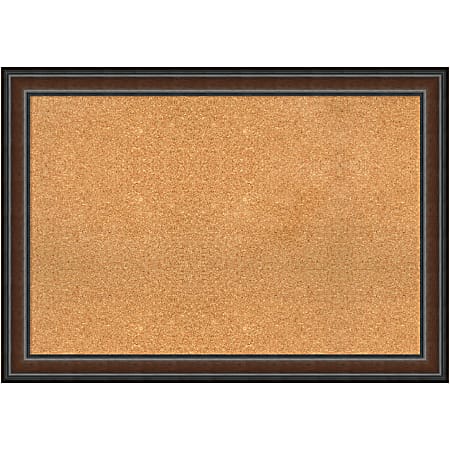 Amanti Art Cork Bulletin Board, 41" x 29", Natural, Cyprus Walnut Wood Frame