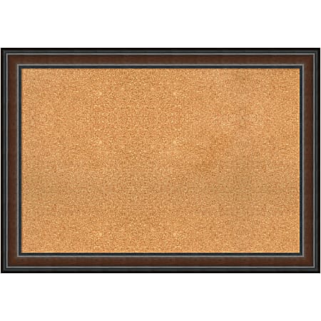 Amanti Art Cork Bulletin Board, 41" x 29", Natural, Cyprus Walnut Wood Frame