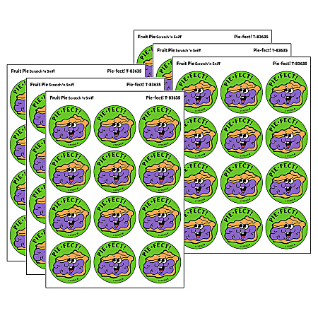 Trend Retro Scratch 'n Sniff Stinky Stickers, Pie-fect!/Fruit Pie Scent, 24 Stickers Per Pack, Bundle Of 6 Packs
