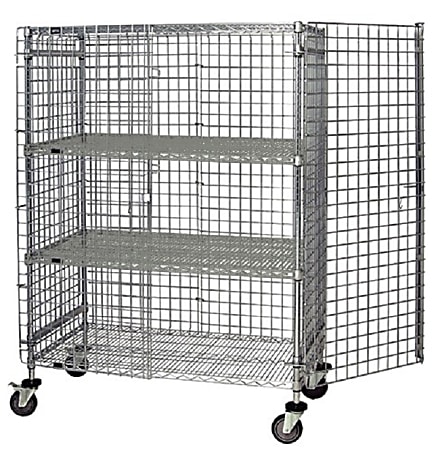 Quantum 2-Shelf Stem Caster Security Cart, 24" x 60" x 69", Silver