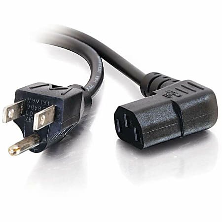 C2G 6ft Universal Power Cord - Right Angle Power Cord - 18 AWG - NEMA 5-15P to IEC320C13R - TAA Compliant - 6ft 18 AWG Universal Right Angle Power Cord (NEMA 5-15P to IEC320C13R) (TAA Compliant)