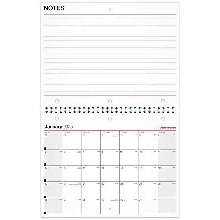 2025 Office Depot Monthly Wall Calendar, 11" x 8 1/2", Traditional, January 2025 To December 2025, OD301528
