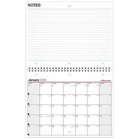 2025 Office Depot Monthly Wall Calendar 11 x 8 12 Traditional January ...