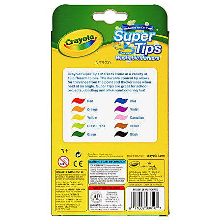 Crayola Super Tips 10-color Washable Markers - Assorted - 10 / Set - R&A  Office Supplies