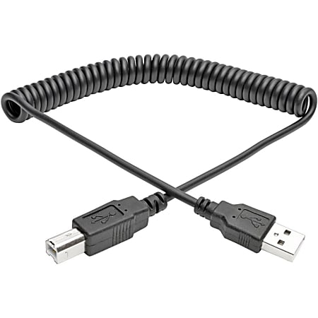Eaton Tripp Lite Series USB 2.0 A to B Coiled Cable (M/M), 10 ft. (3.05 m) - USB cable - USB (M) to USB Type B (M) - U022010COIL