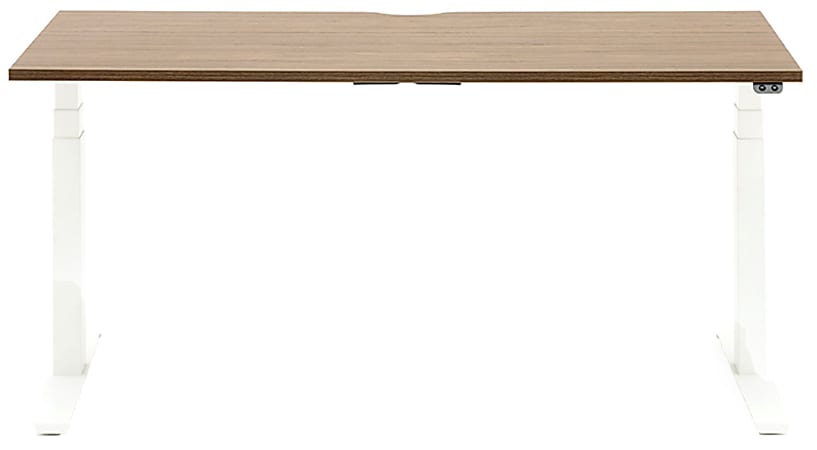 Allermuir Slide Electric Height-Adjustable Standing Desk, 29"H x 60"W x 24"D, Walnut/White