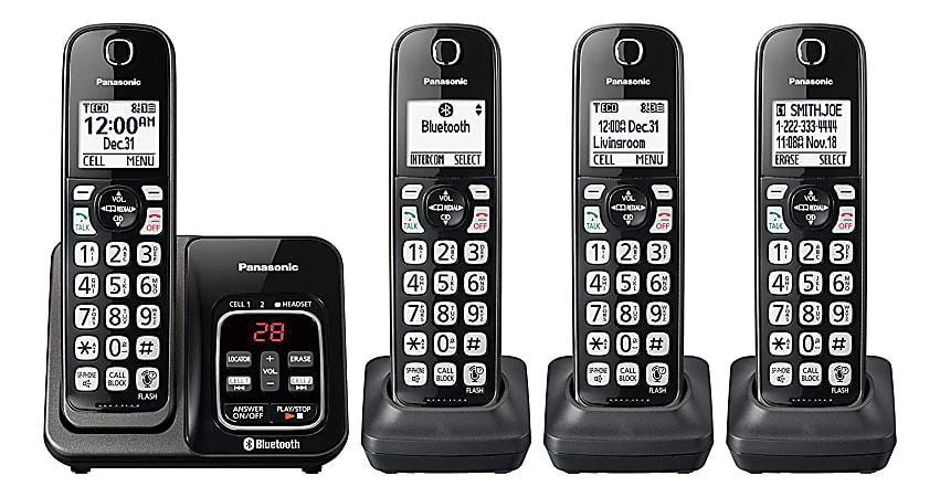 Panasonic® 4-Handset Cordless Telephone, KX-TGD664M