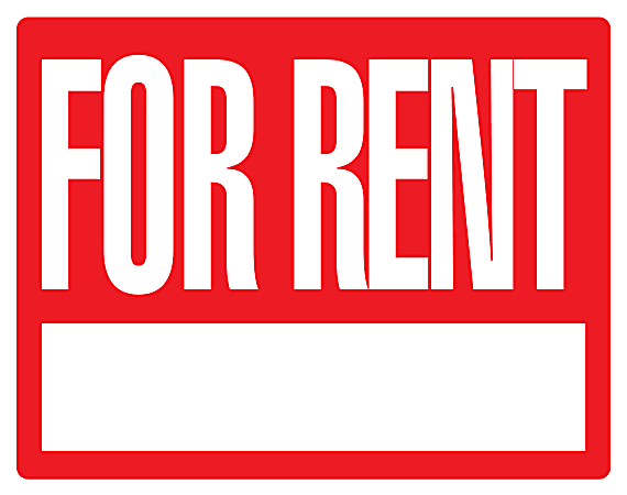 COSCO® Sign And Stake Kit, For Rent, 19" x 15", Red/White
