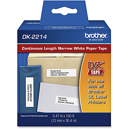 Brother DK2214 - Paper - Roll (0.5 in x 100 ft) tape - for Brother QL-1050, 1060, 1100, 1110, 500, 550, 570, 580, 650, 700, 710, 720, 800, 810, 820