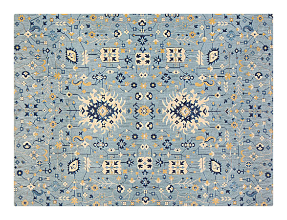 Anji Mountain Tabriz Rug’d Chair Mat, 1/2"H x 36”W x 48”D, Blue/Beige/Gold