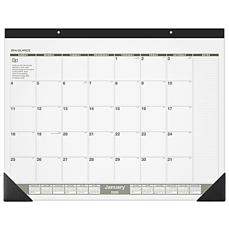 AT-A-GLANCE&reg; 2026 Recycled Monthly Desk Pad Calendar, Standard, 22" x 17"