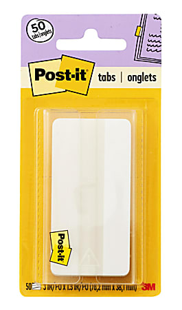 Post-it Notes Durable Filing Tabs, 3", White, Pack Of 50 Tabs